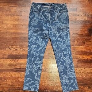 Charter Club Lexington Straight Blue Paisley Women's Super Soft And Funky Jeans